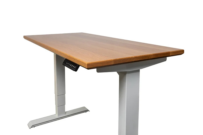 White Oak Premier Sit-Stand Office Desk