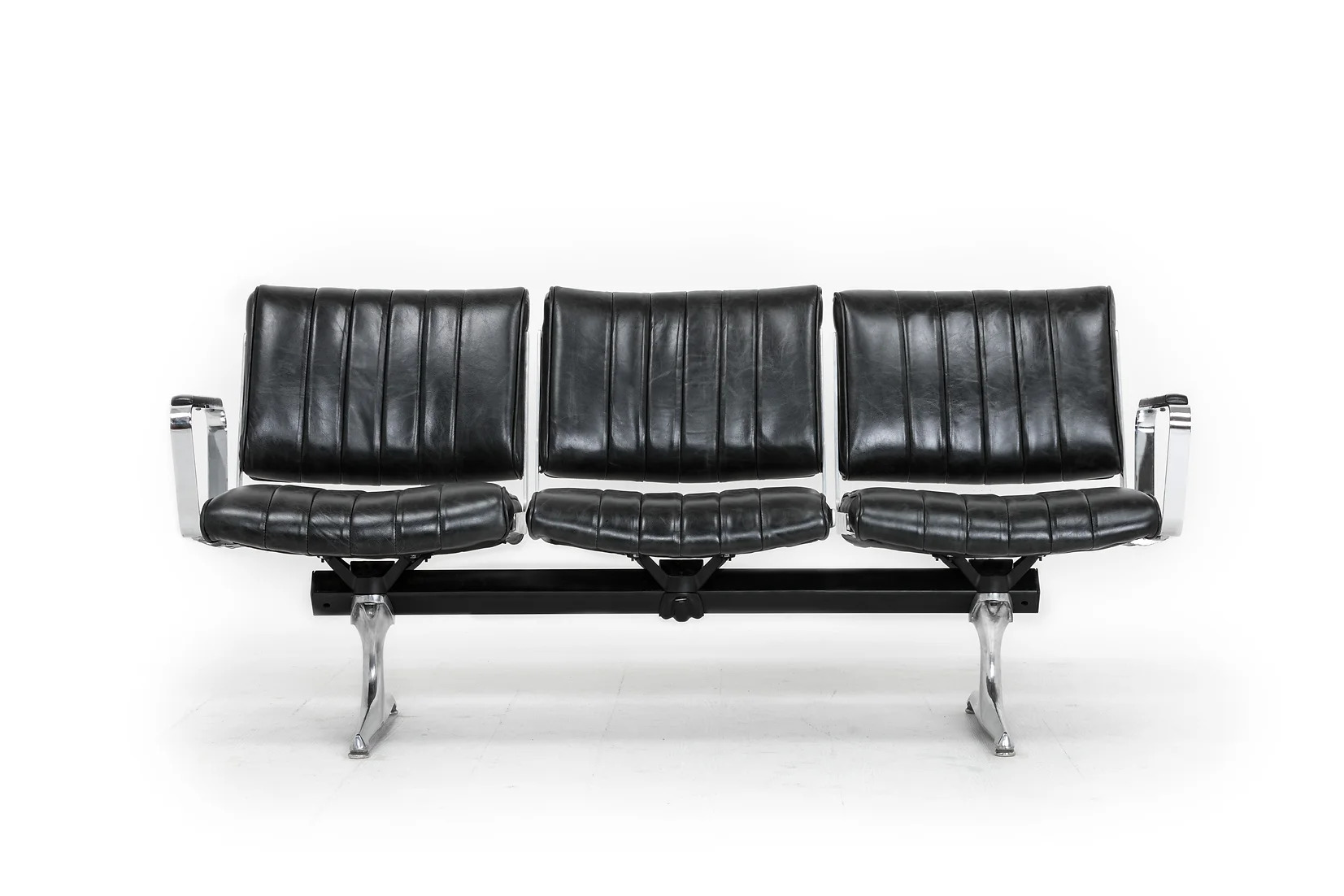 Burnside Black Leather Studio Couch