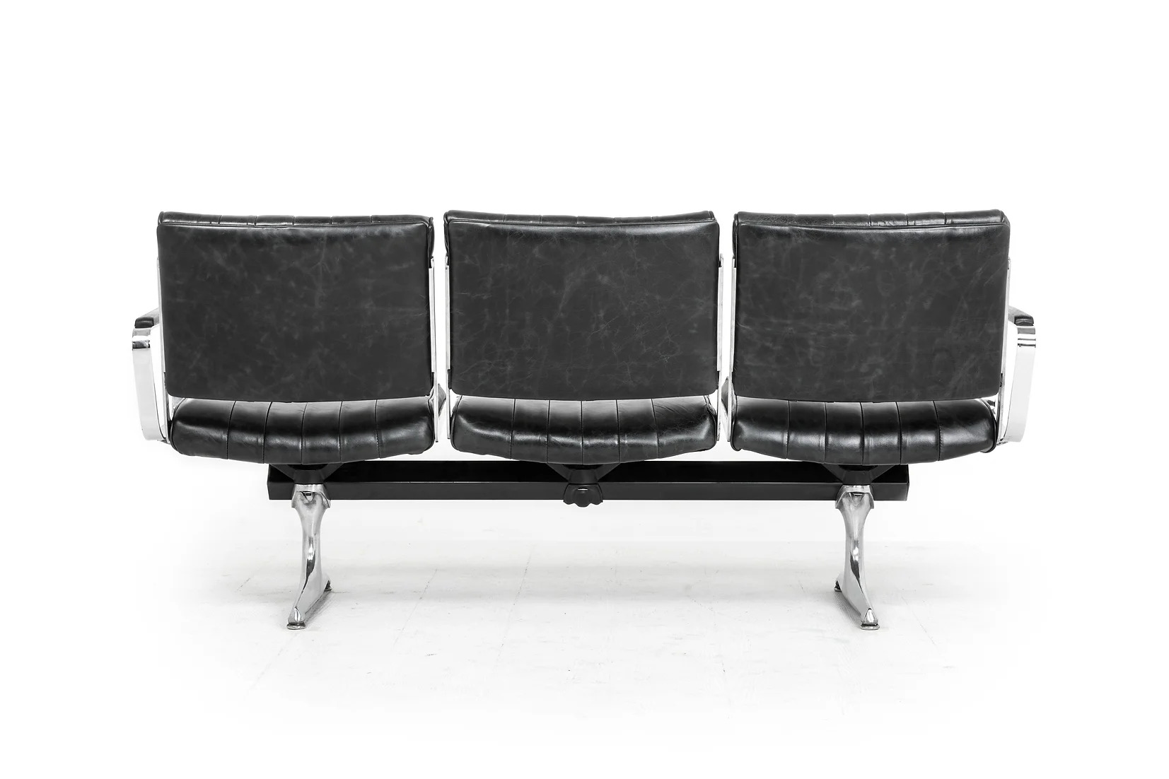 Burnside Black Leather Studio Couch