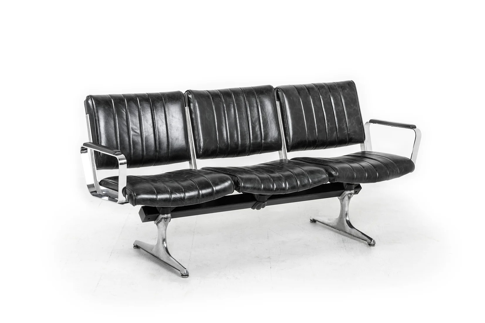 Burnside Black Leather Studio Couch