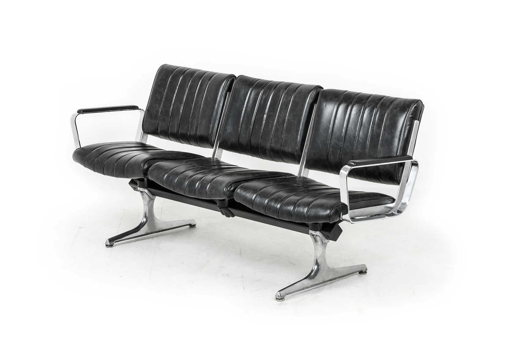 Burnside Black Leather Studio Couch