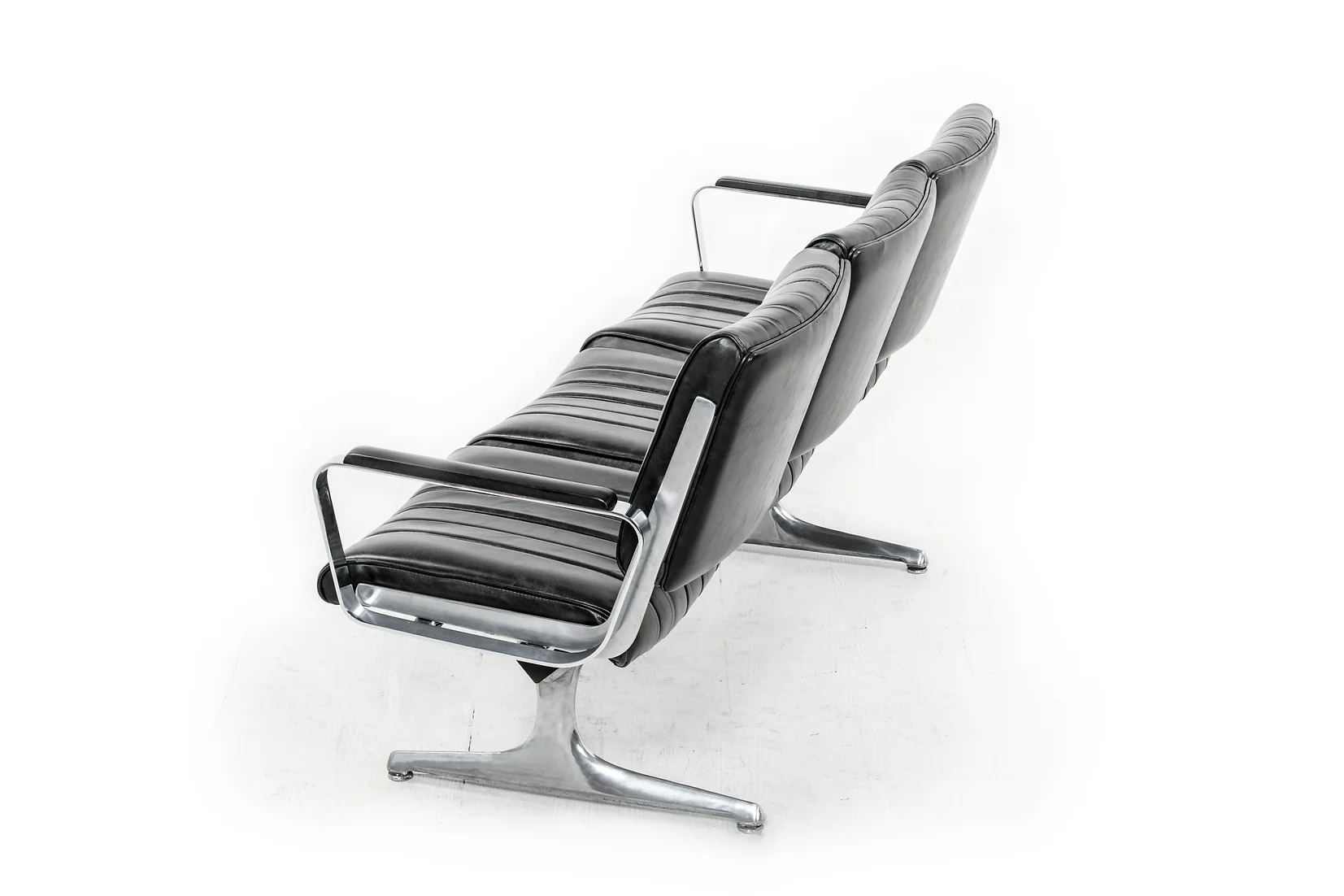 Burnside Black Leather Studio Couch