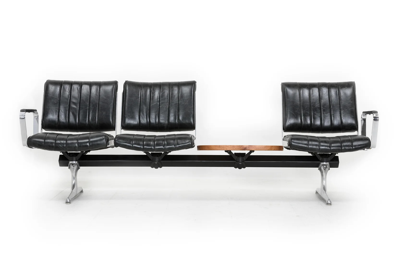 Burnside Black Leather Studio Sofa with Table