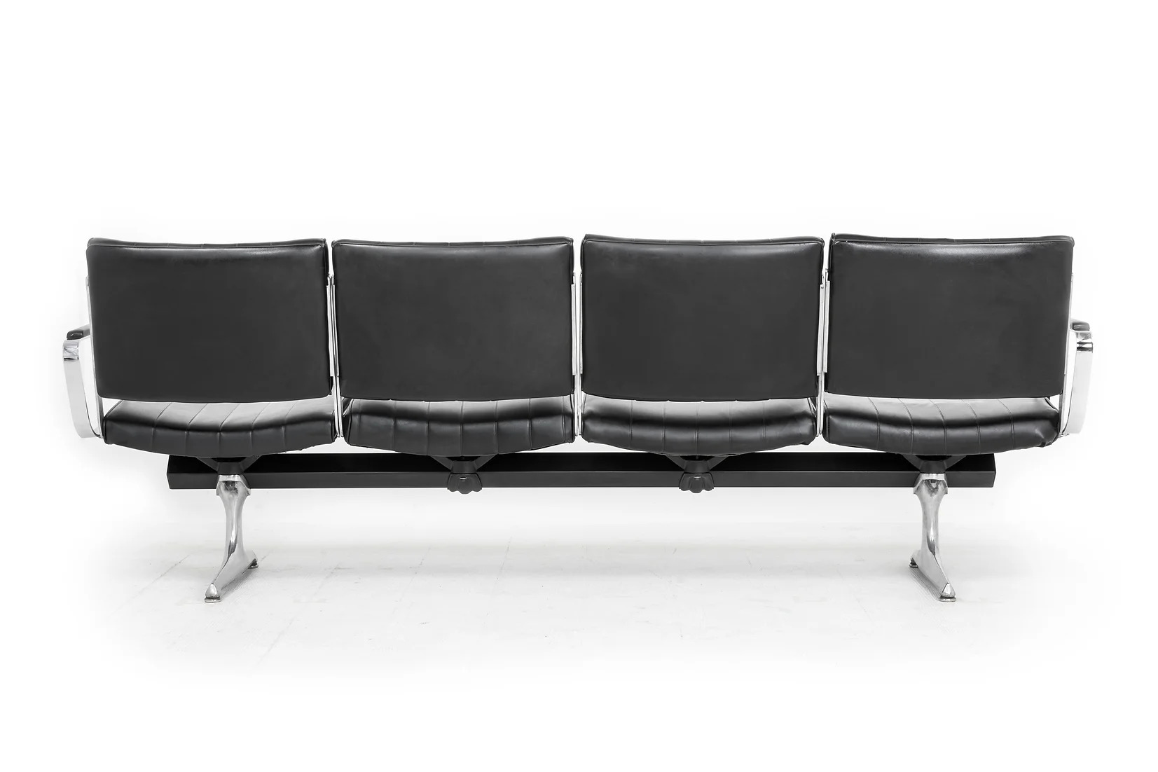 Chromcraft Black Vinyl 4 Seat Airport Bench
