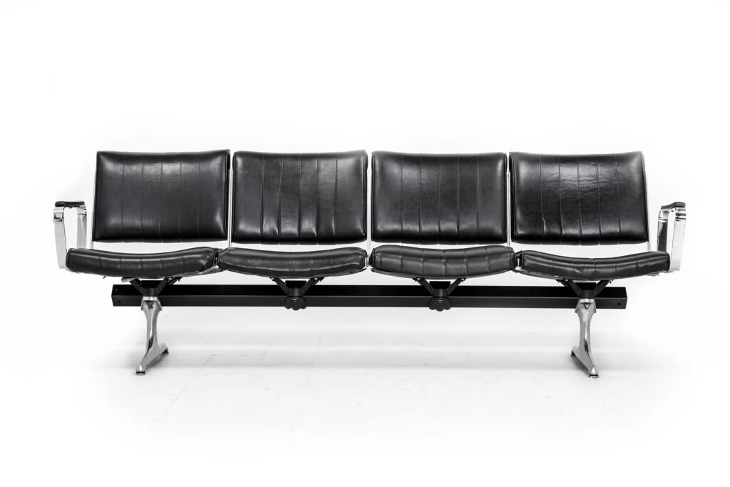 Chromcraft Black Vinyl 4 Seat Airport Bench