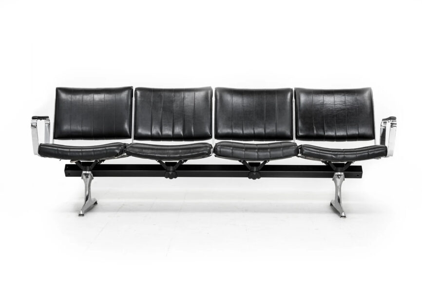 Chromcraft Black Vinyl 4 Seat Airport Bench