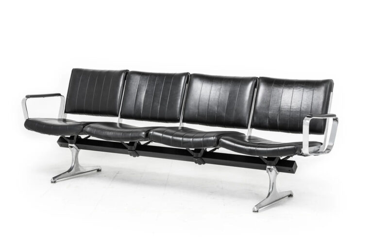 Chromcraft Black Vinyl 4 Seat Airport Bench