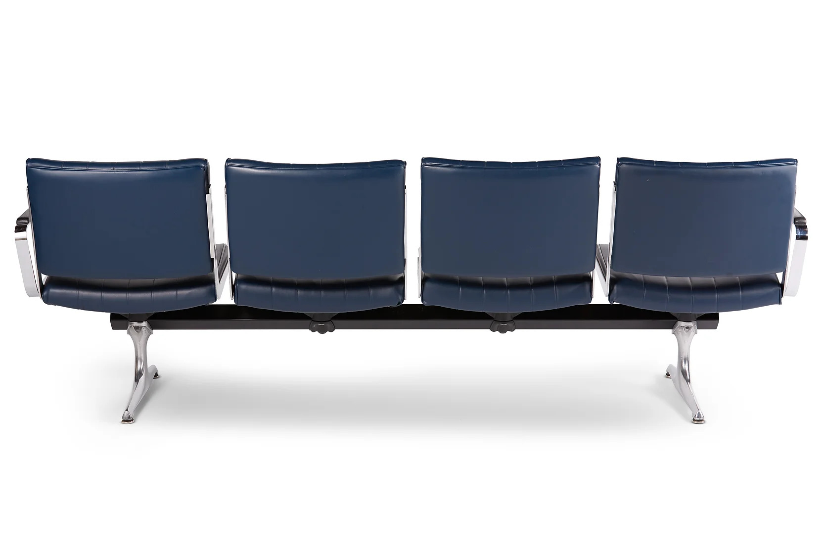 Chromcraft Navy Vinyl 4 Seat Airport Bench