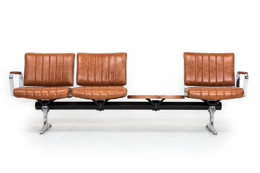 Hawthorne Brown Leather Studio Sofa with Table