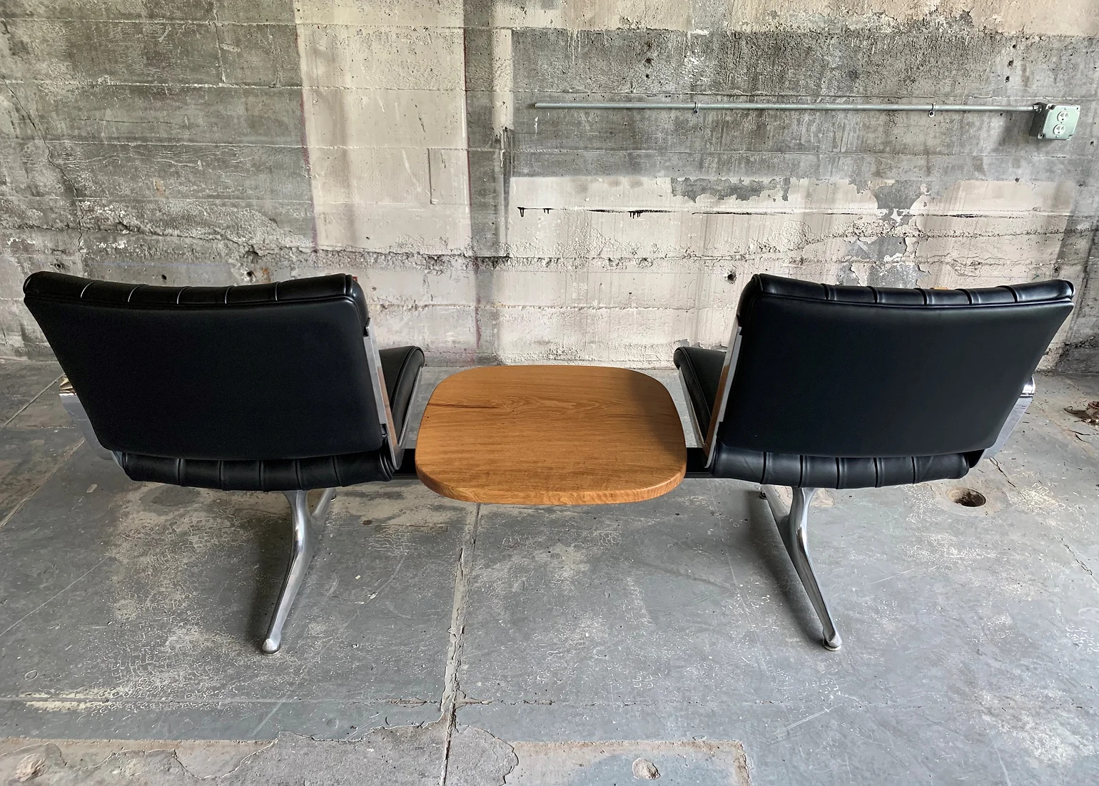 Langlitz Leather Studio Couch with White Oak Table