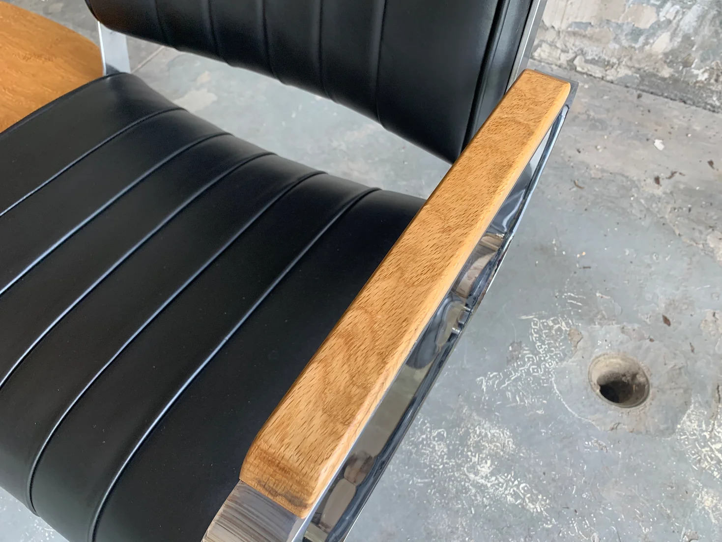 Langlitz Leather Studio Couch with White Oak Table