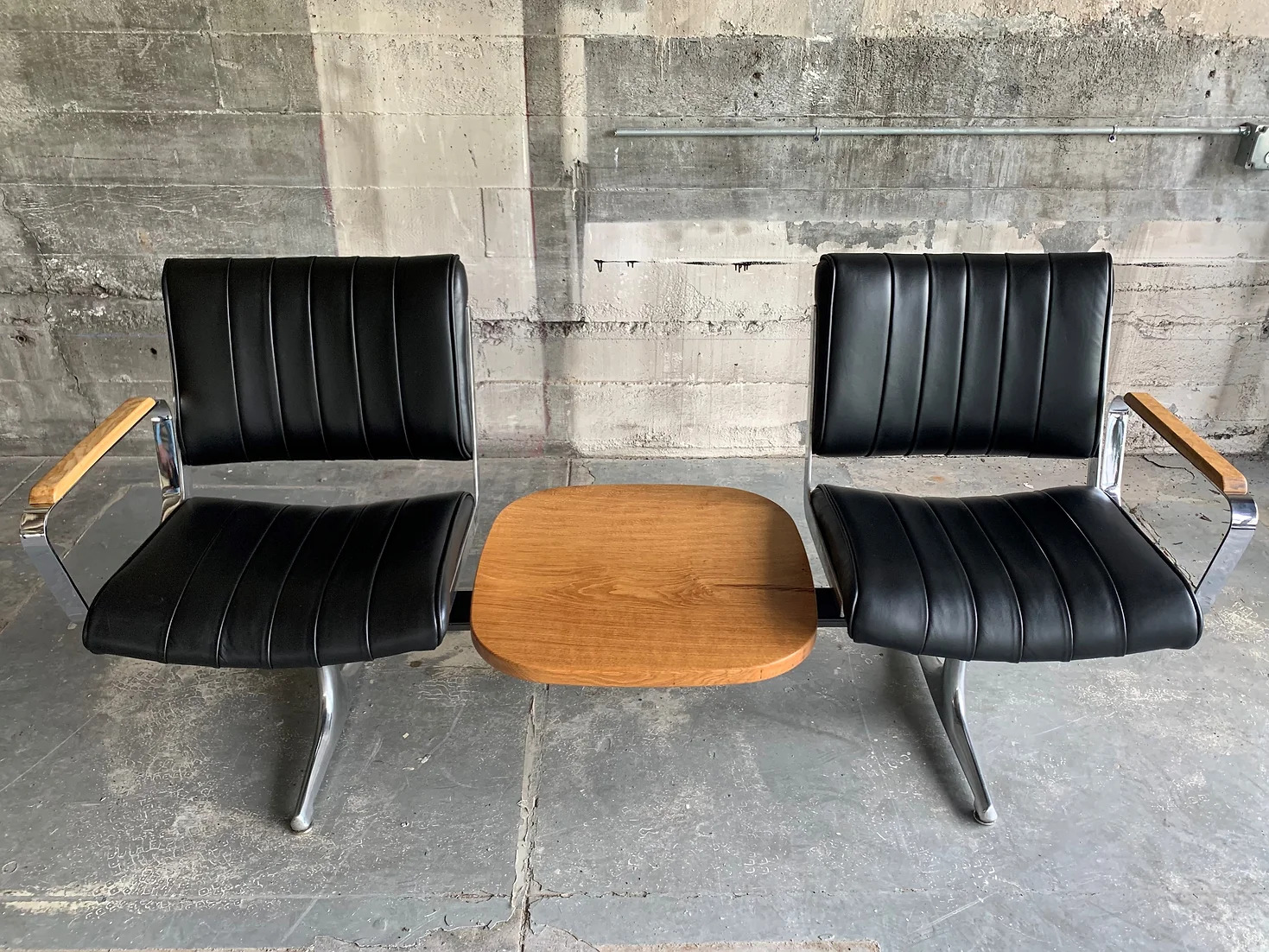 Langlitz Leather Studio Couch with White Oak Table