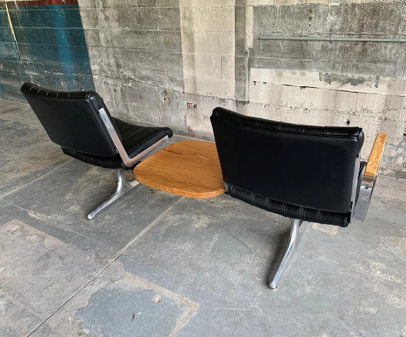 Langlitz Leather Studio Couch with White Oak Table