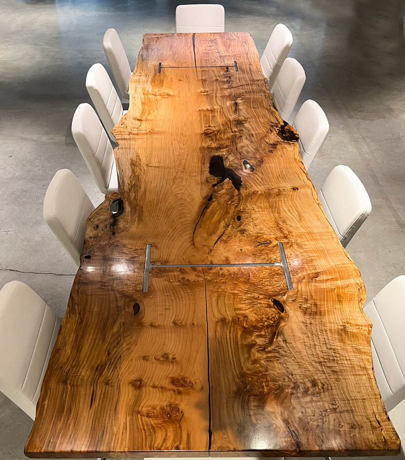 wood slab office table