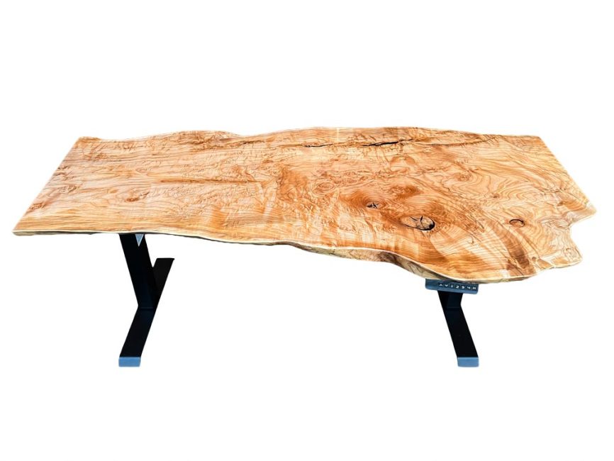 Figured Wild Big Leaf Maple Live Edge Sit-Stand Desk