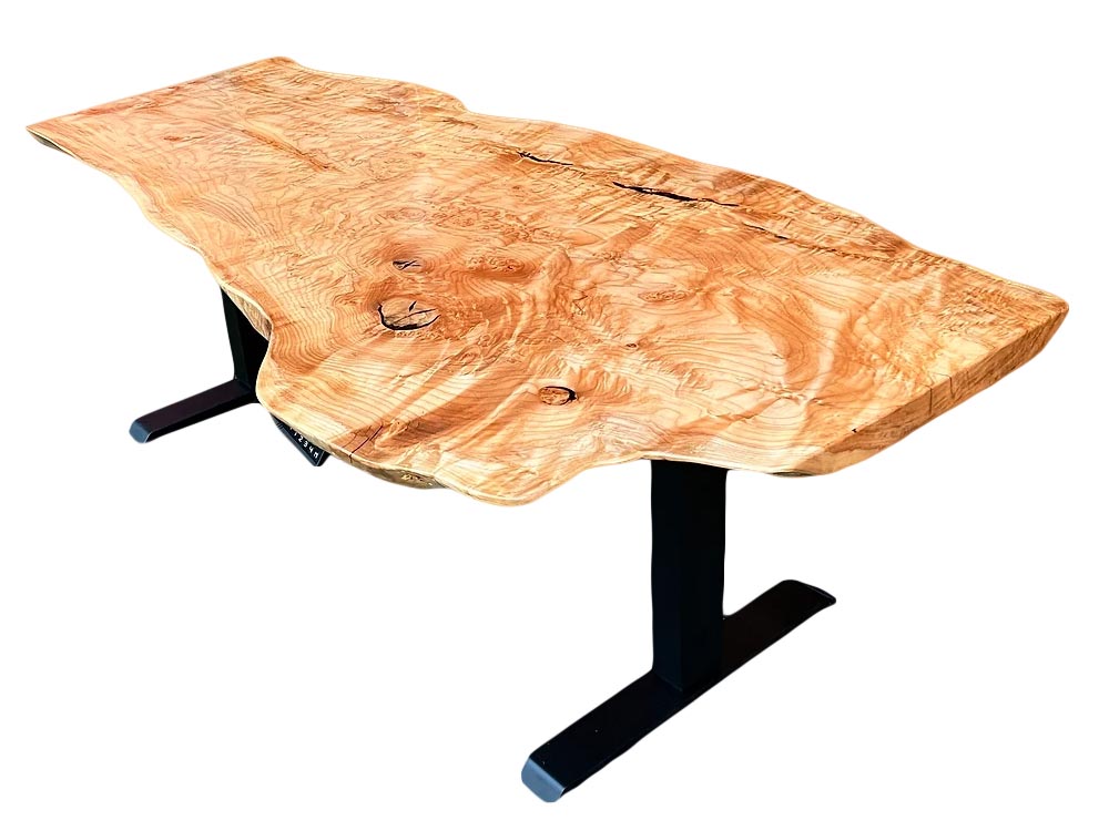 Figured Wild Big Leaf Maple Live Edge Sit-Stand Desk